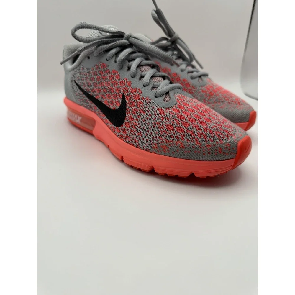 Nike Air Max Sequent 2 GS Gray Hot Punch Running Shoes Youth Size 6Y Athletic
